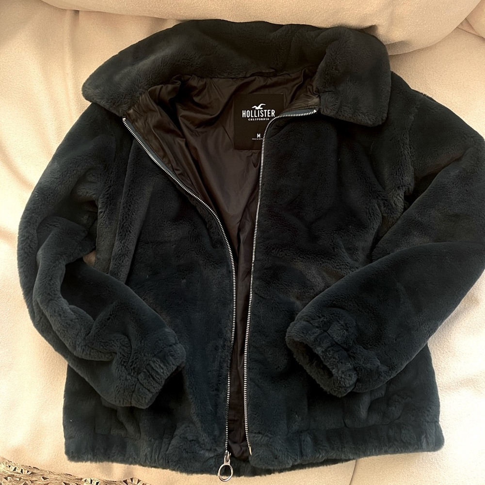 Faux fur green jacket